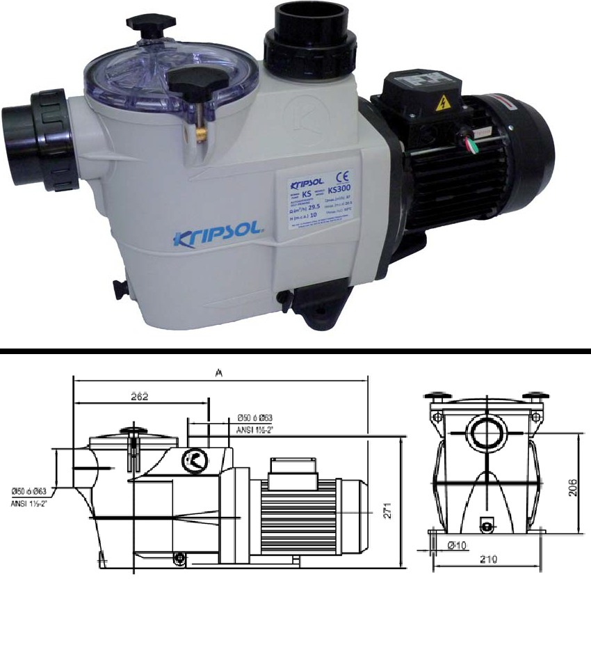 POMPE KRIPSOL KSE100 1 CV MONO 17.5 M3/H / 210100500